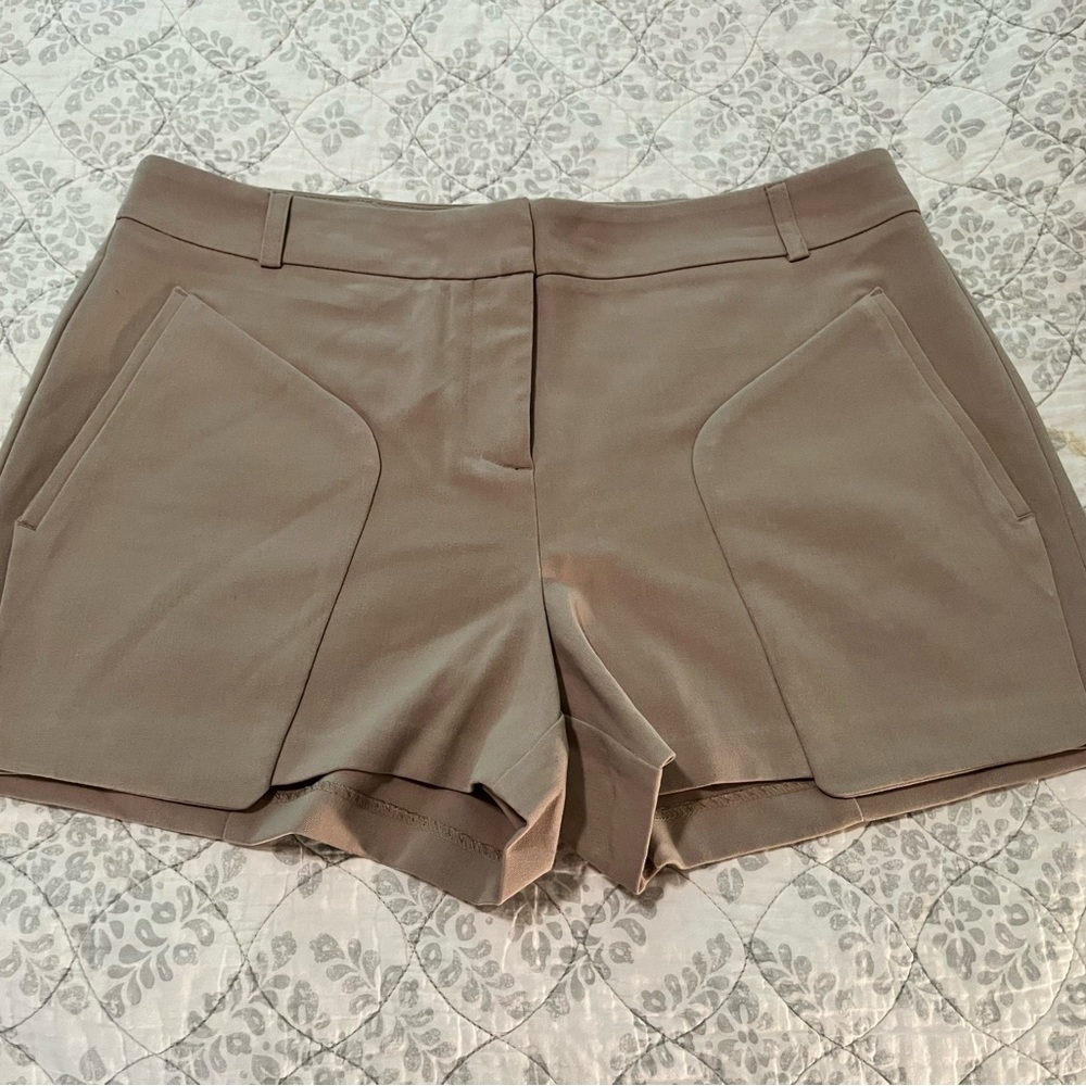 Jennifer Lopez Tan High Waist Shorts with Tailored Look